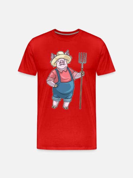 Pig Farmer Pitchfork Farm - Men's Premium Organic T-Shirt - red