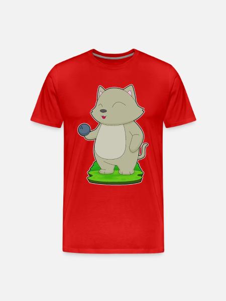 Cat Bowling Bowling Ball - Men's Premium Organic T-Shirt - red