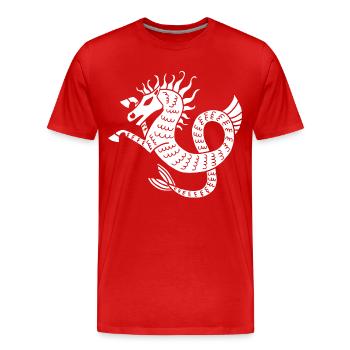 White Sea Horse - Men's Premium Organic T-Shirt - red - Front - Damien (186cm)