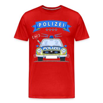 Polizeiauto mit Sirene - Männer Premium Bio T-Shirt - Rot - Vorne - Damien (186cm)