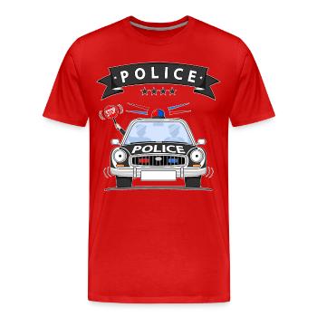 Police Police Car with Siren Black - Men's Premium Organic T-Shirt - red - Front - Damien (186cm)
