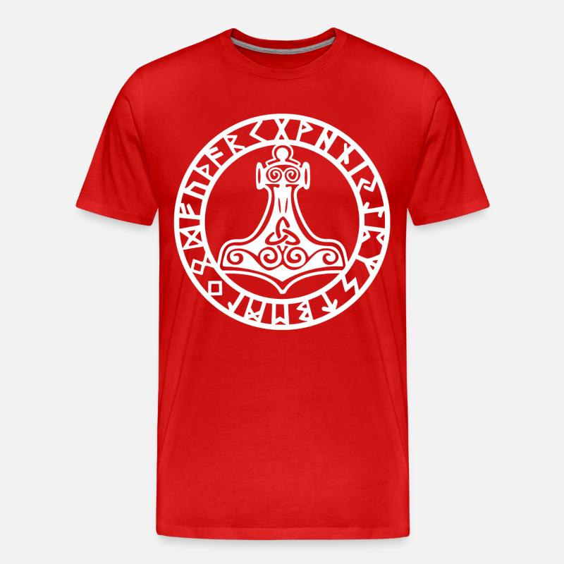 Weißer Wikingerhammer - Männer Premium Bio T-Shirt - Rot