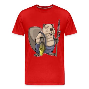 Biber Angler Fisch Angeln - Männer Premium Bio T-Shirt - Rot - Vorne - Damien (186cm)
