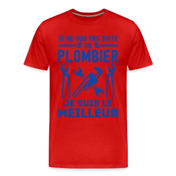 Meilleur plombier - T-shirt bio Premium Homme - rouge - Devant - Damien (186cm)