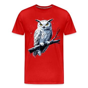 Eule Schleiereule Kauz Uhu Owl Süße Eulen - Männer Premium Bio T-Shirt - Rot - Vorne - Damien (186cm)