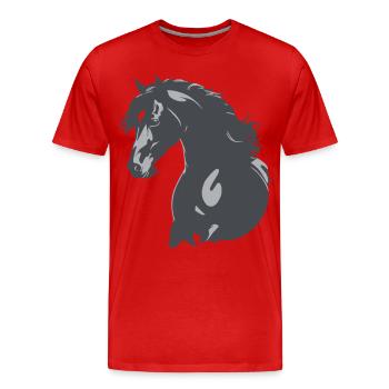Rappe Pferd Silhouette - Männer Premium Bio T-Shirt - Rot - Vorne - Damien (186cm)