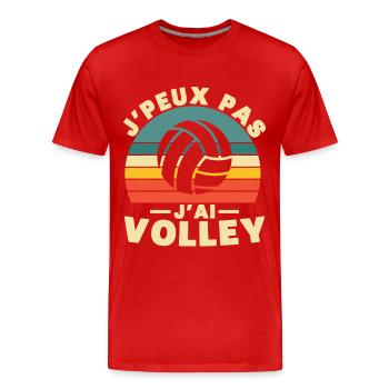 Ich kann nicht Ich habe Volley Humor Geschenk - Männer Premium Bio T-Shirt - Rot - Vorne - Damien (186cm)