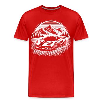 Silhouette Voiture Classique Rétro T-Shirt Voiture Classique - T-shirt bio Premium Homme - rouge - Devant - Damien (186cm)
