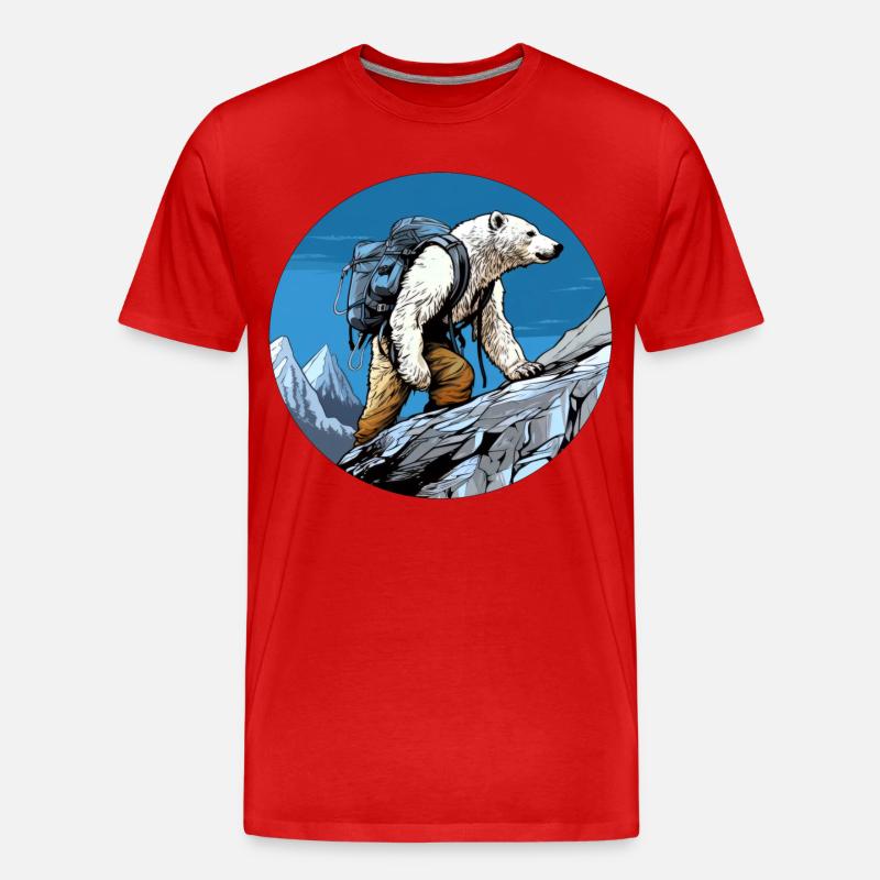 Eisbären Wandern / Bergsteiger Eisbär - Männer Premium Bio T-Shirt - Rot