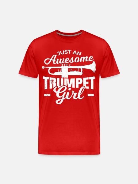 Trompeten Mädchen - Männer Premium Bio T-Shirt - Rot