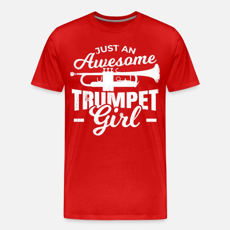 Trompeten Mädchen - Männer Premium Bio T-Shirt - Rot