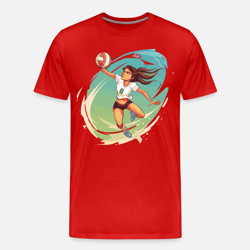 Volleyballspielerin Comic Stil - Männer Premium Bio T-Shirt - Rot