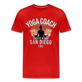 Yoga Coach Pacifique San Diego - T-shirt bio Premium Homme - rouge - Devant - Damien (186cm)