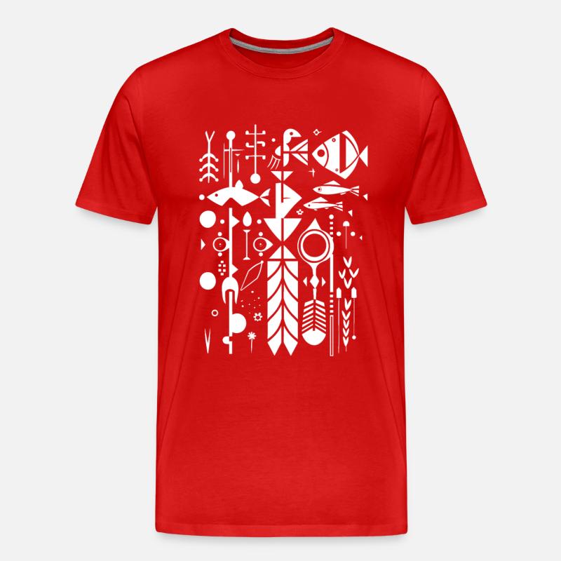 Fischerei Silhouette - Männer Premium Bio T-Shirt - Rot