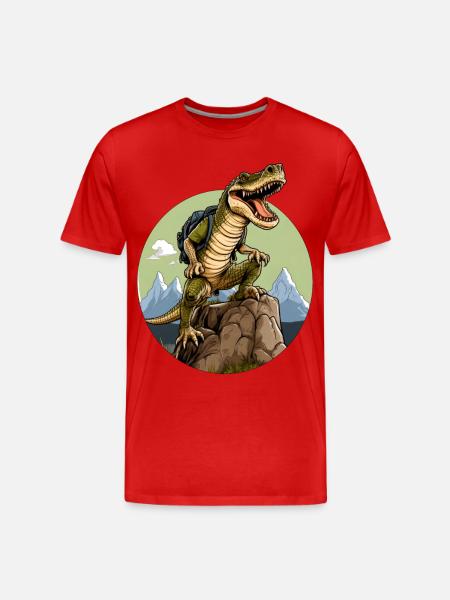 Krokodil Wandern / Bergsteiger Krokodile - Männer Premium Bio T-Shirt - Rot