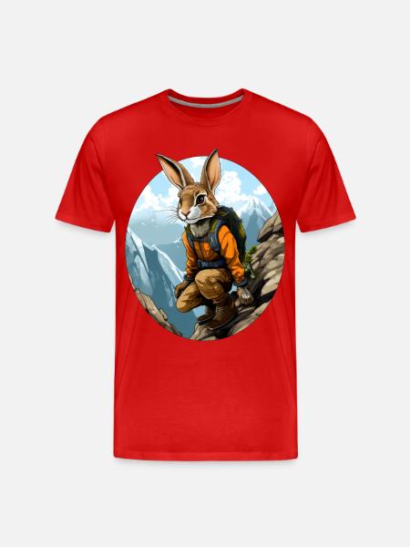 Rabbit Mountaineer / Hiking Rabbit - Men's Premium Organic T-Shirt - red