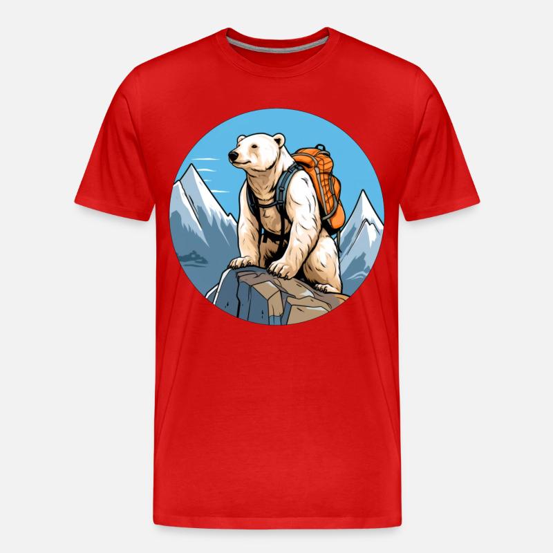 Eisbären Bergsteiger / Wandern Eisbär - Männer Premium Bio T-Shirt - Rot