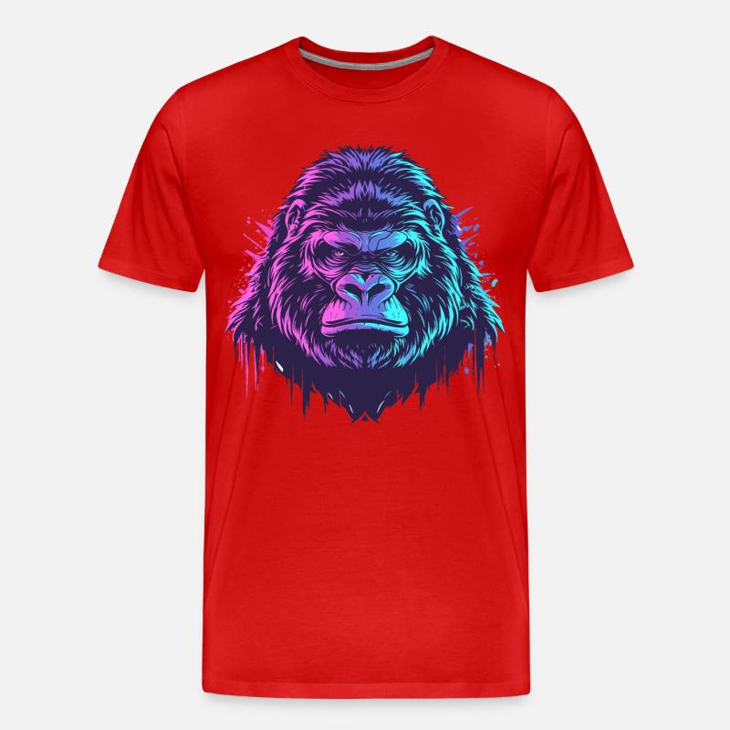 Knallbunter Gorilla - Männer Premium Bio T-Shirt - Rot