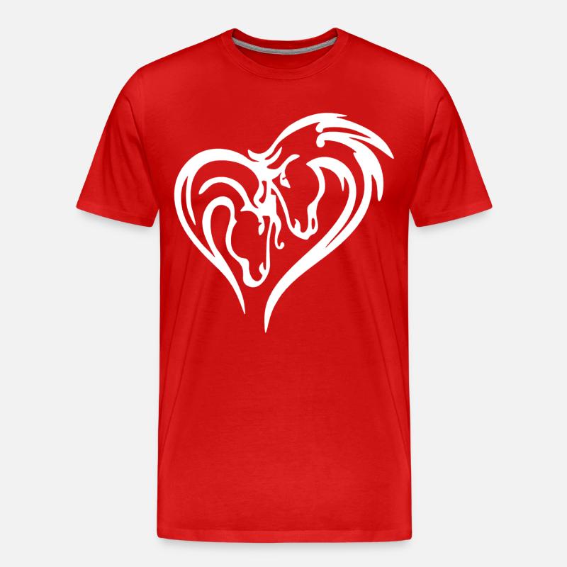 Pferdeherz (weiß) - Männer Premium Bio T-Shirt - Rot