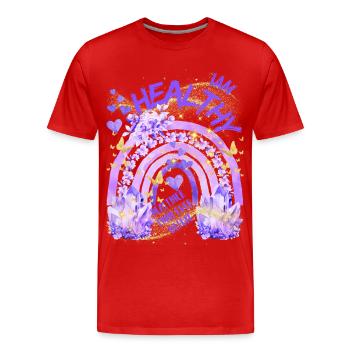 Santé - Je suis en bonne santé avec Rainbow - T-shirt bio Premium Homme - rouge - Devant - Damien (186cm)