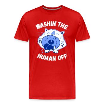 Laver l’humain - T-shirt bio Premium Homme - rouge - Devant - Damien (186cm)