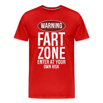 Achtung Furzzone Betreten auf eigene Gefahr - Männer Premium Bio T-Shirt - Rot - Vorne - Damien (186cm)