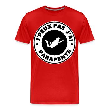 J'peux pas j'ai parapente - T-shirt bio Premium Homme - rouge - Devant - Damien (186cm)