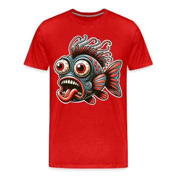 Fou de poisson - T-shirt bio Premium Homme - rouge - Devant - Damien (186cm)