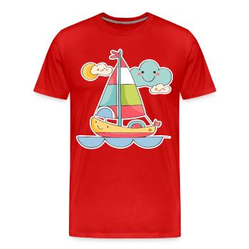 Segeln Comic Look - Männer Premium Bio T-Shirt - Rot - Vorne - Damien (186cm)