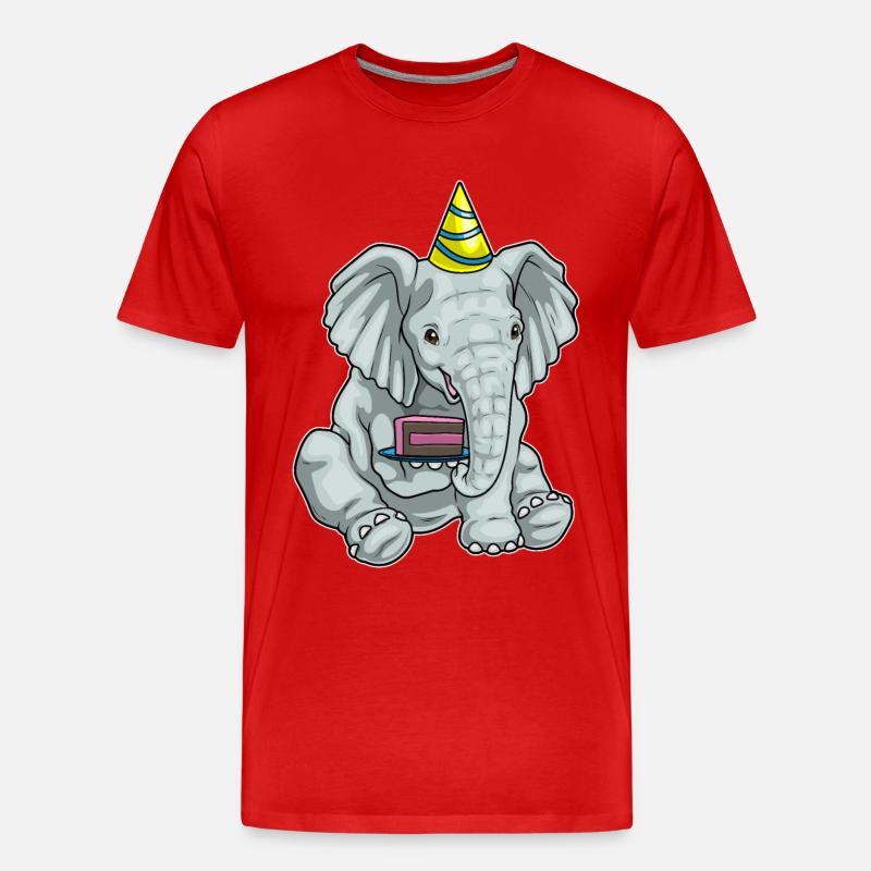 Elefant Kuchen - Männer Premium Bio T-Shirt - Rot