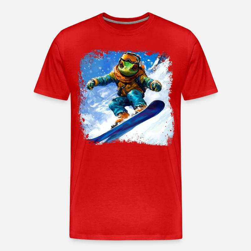 Snowboard Chamäleon - Männer Premium Bio T-Shirt - Rot