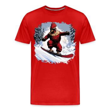Huhn Snowboard - Männer Premium Bio T-Shirt - Rot - Vorne - Damien (186cm)