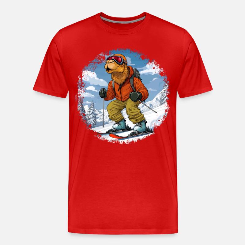 Kamel Skifahrer - Männer Premium Bio T-Shirt - Rot