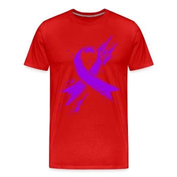 Violet Sensibilisation au Cancer Arc Violet - T-shirt bio Premium Homme - rouge - Devant - Damien (186cm)