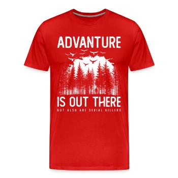 Crime Tueur en série Vrai crime Satire Randonnée - T-shirt bio Premium Homme - rouge - Devant - Damien (186cm)