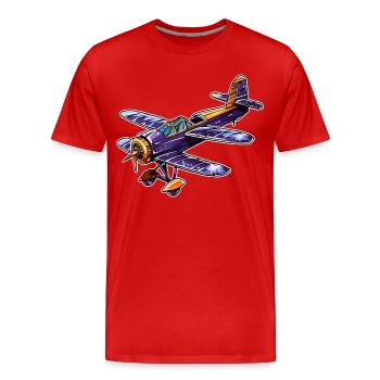 Propeller Plane Comic Look - Men's Premium Organic T-Shirt - red - Front - Damien (186cm)
