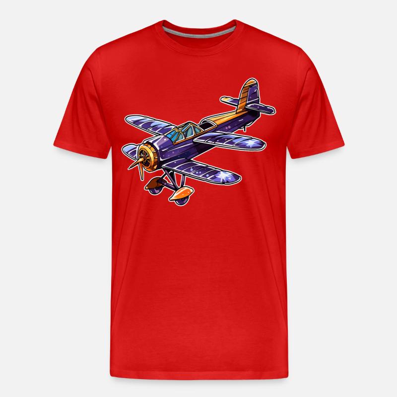 Propeller Plane Comic Look - Men's Premium Organic T-Shirt - red