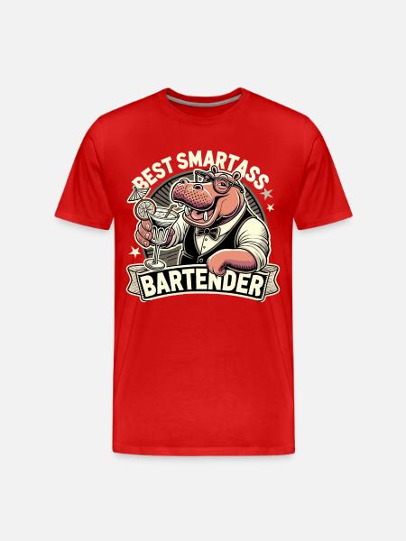 Bartender Barman Hippopotamus Hippopotamus Gift - Men's Premium Organic T-Shirt - red