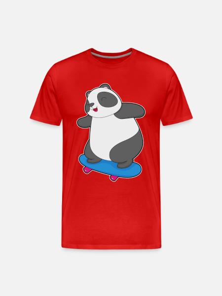 Panda Skater Skateboard - Men's Premium Organic T-Shirt - red