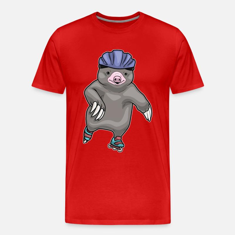Maulwurf Inline skating Inline skates - Männer Premium Bio T-Shirt - Rot
