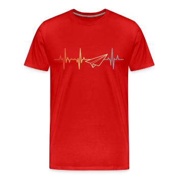 Papierflugzeug Herzfrequenz - Männer Premium Bio T-Shirt - Rot - Vorne - Damien (186cm)