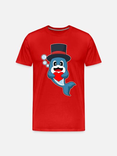 Dolphin Groom Heart Wedding - Men's Premium Organic T-Shirt - red