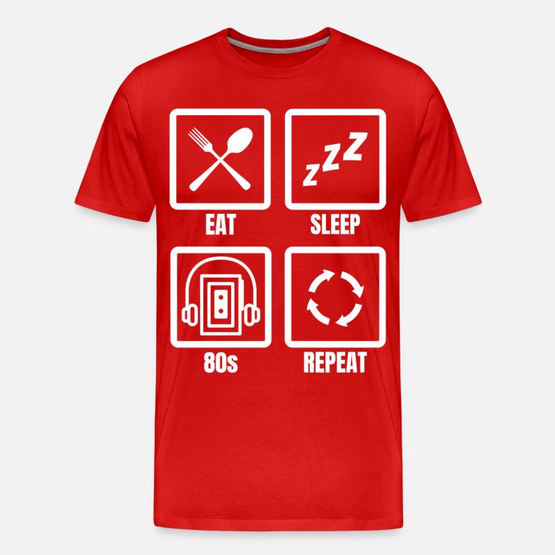 Eat Sleep 80s Repeat - Männer Premium Bio T-Shirt - Rot