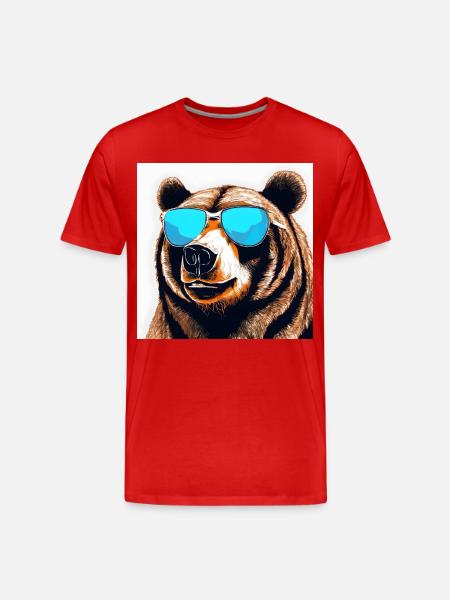 Bear with Sunglasses Pop Art - Men's Premium Organic T-Shirt - red