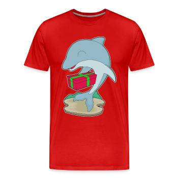 Dolphin Christmas Package - Men's Premium Organic T-Shirt - red - Front - Damien (186cm)