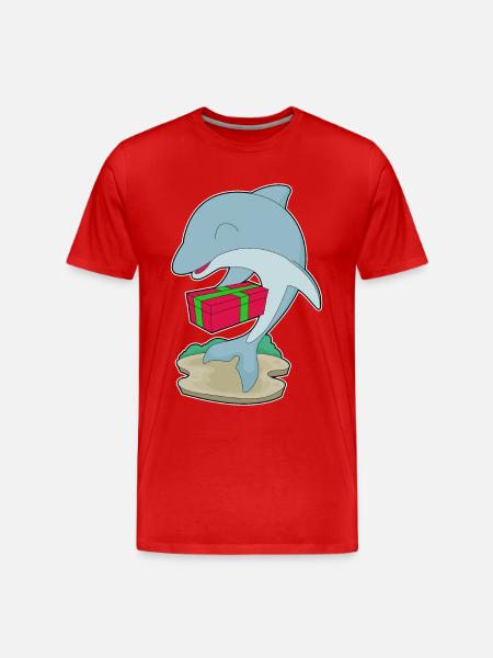 Dolphin Christmas Package - Men's Premium Organic T-Shirt - red