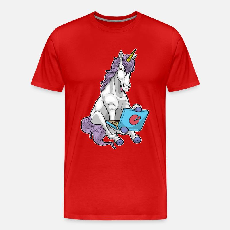 Einhorn Pizza - Männer Premium Bio T-Shirt - Rot