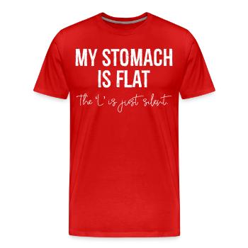 Mein Bauch ist flach - Männer Premium Bio T-Shirt - Rot - Vorne - Damien (186cm)