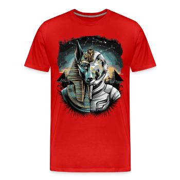 Ancien astronaute Anubis divinité futuriste de l’espace - T-shirt bio Premium Homme - rouge - Devant - Damien (186cm)