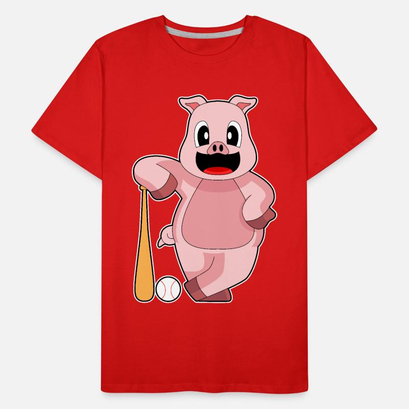 Pig Baseball Batte de baseball T-shirt bio Premium Homme